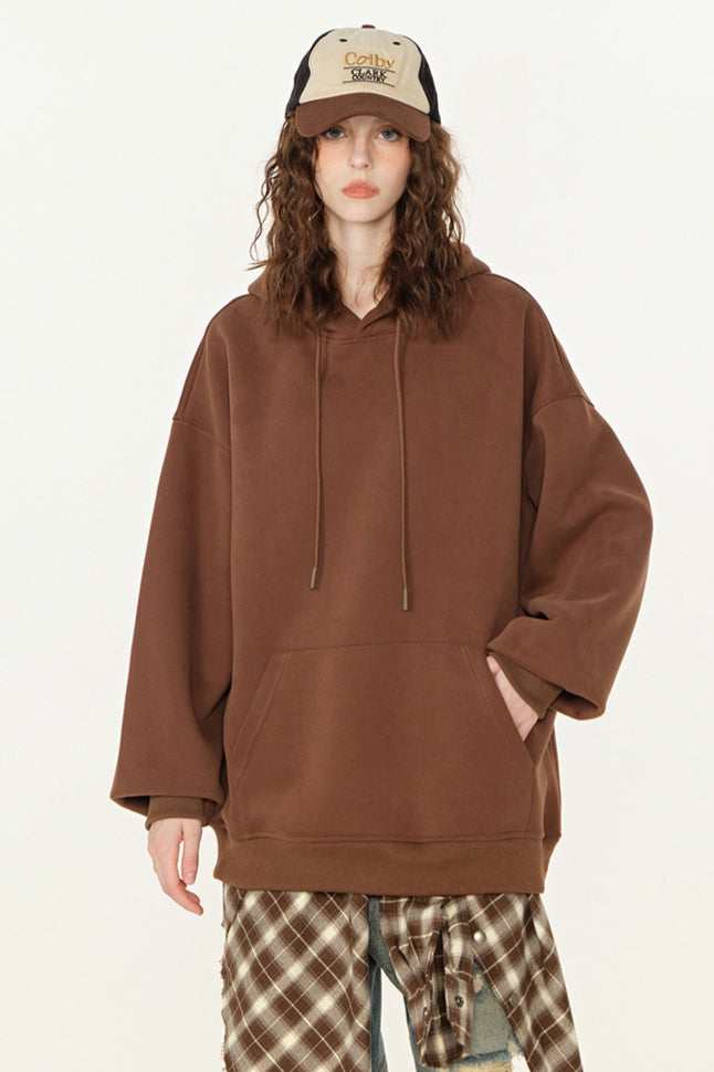 Winter Solid Color Hooded Sweatshirt