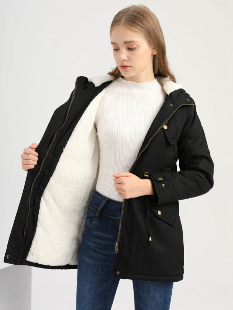 Fleece Lining Hooded Coat