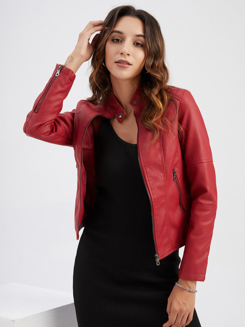 Stylish Zip-Up Leather Jacket