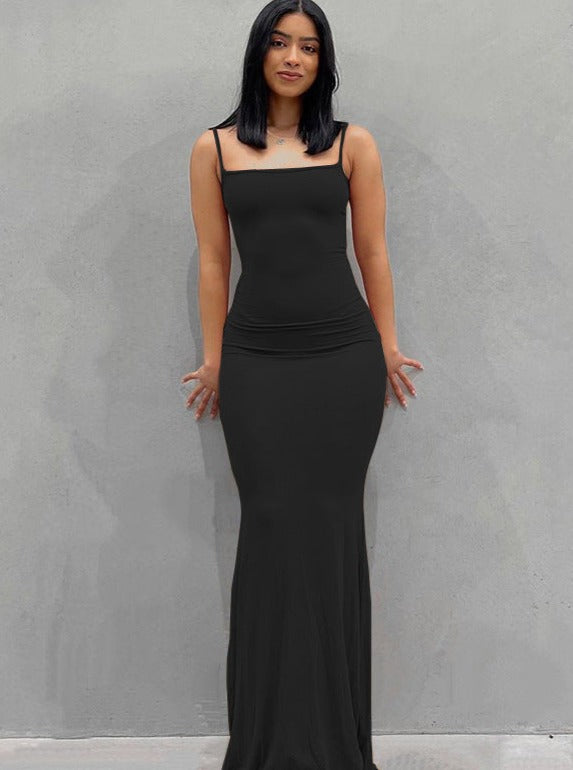 Backless Spaghetti Strap Bodycon Maxi Dress