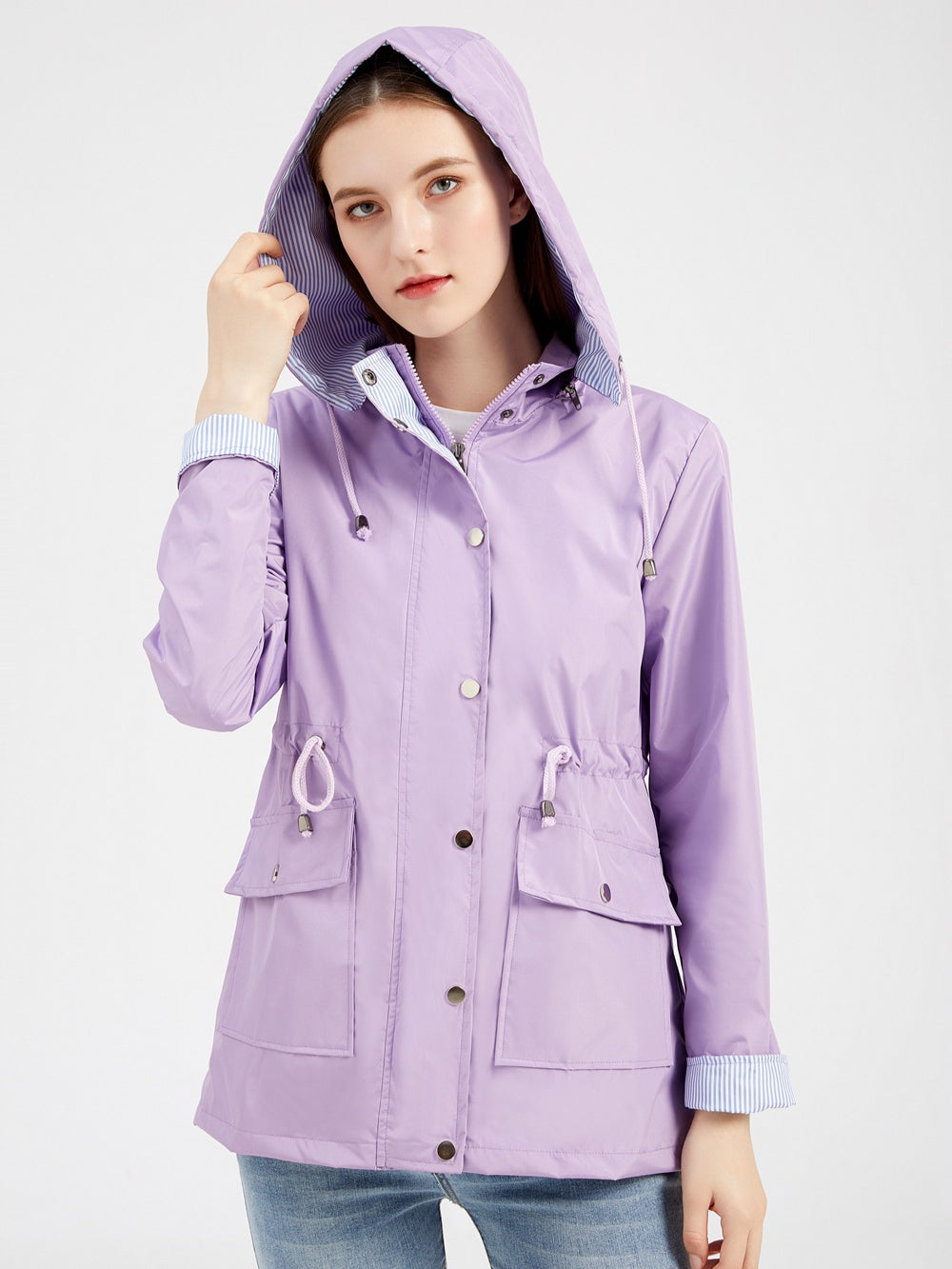 Striped Lining Hooded Jacket