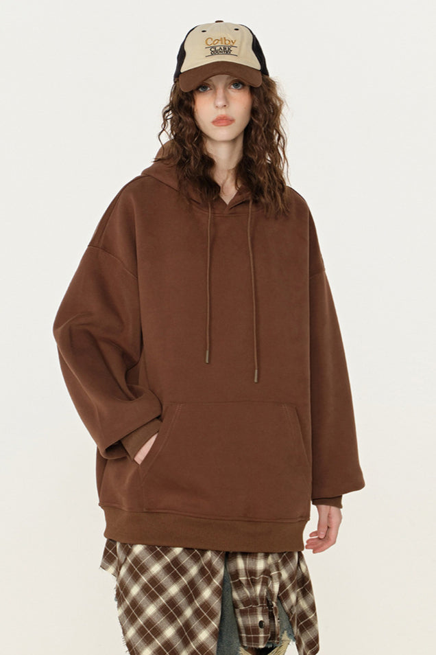 Winter Solid Color Hooded Sweatshirt