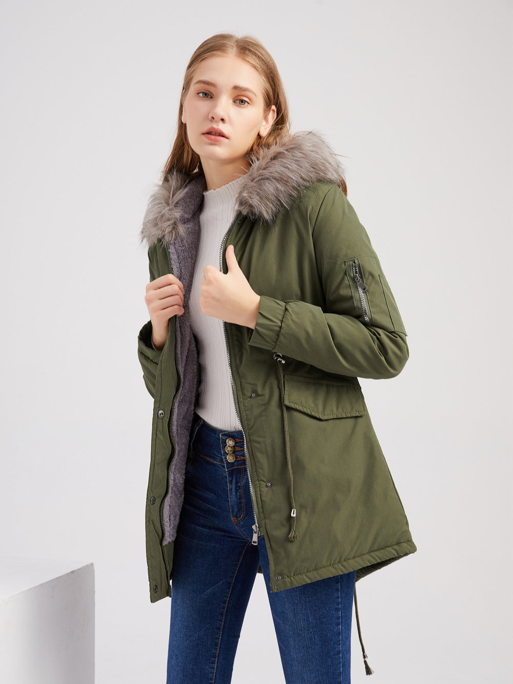 Fur-Lined Hooded Winter Jacket