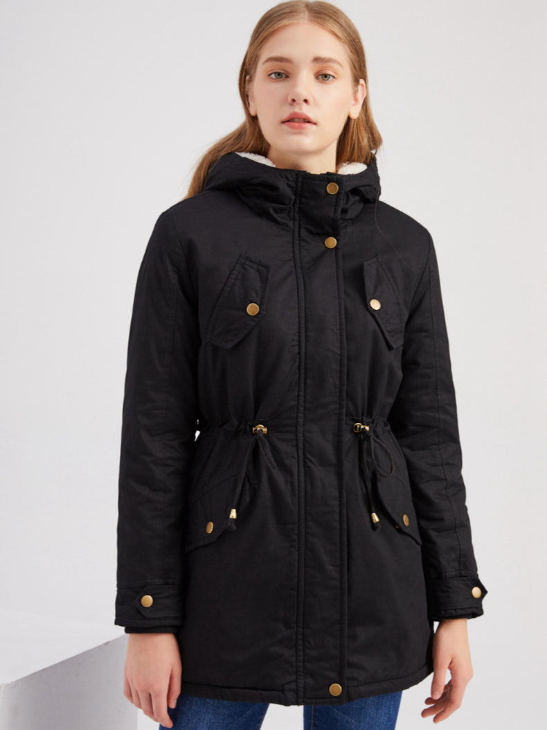 Fleece Lining Hooded Coat