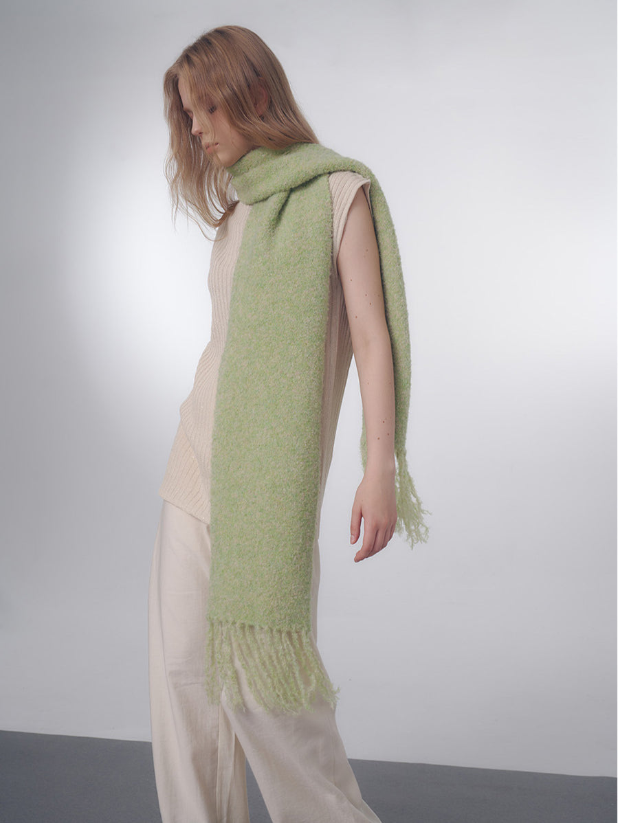 Green Soft and Warm Wool Knitted Scarf