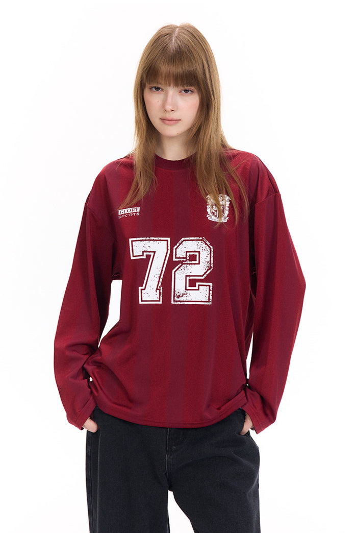 Number Print Sporty Long-Sleeve T-Shirt