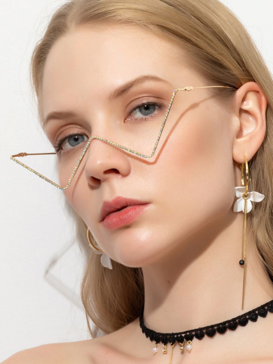 Slim Trendy Frame Glasses Women Pinchbox Gold 