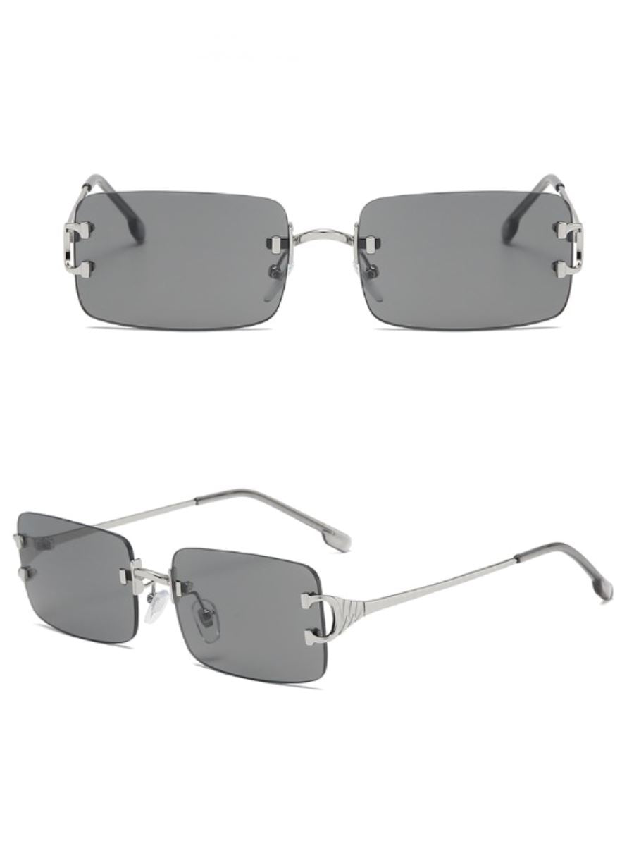Radiant Rimless Sunglasses Pinchbox Black Silver 
