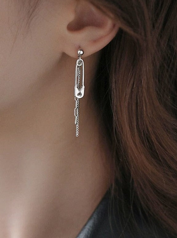 Silver Chain Pin Earrings Pinchbox 