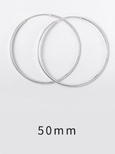 Silver Hoop Earrings Pinchbox Diameter 50mm 