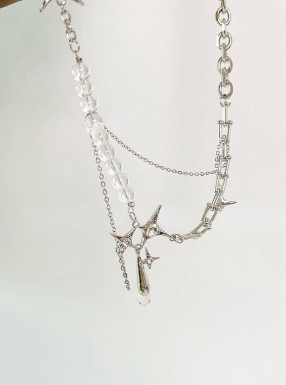 Silver Star Crystal Chain Necklace Necklace Pinchbox 