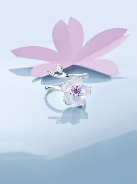 Silver Zircon Flower Ring Pinchbox 